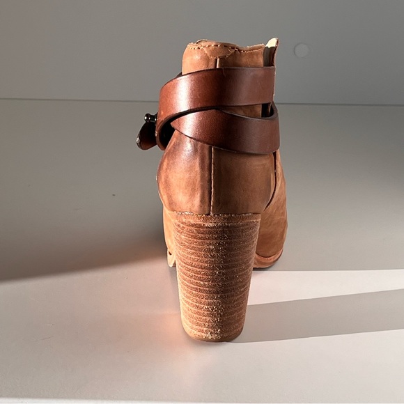 Rag & Bone Harrow Ankle Boots Camel Suede Nubuck Leather Size 7/37 Bohemian Moto - Picture 5 of 16